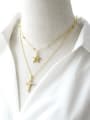 thumb Brass Cubic Zirconia Pentagram Trend Regligious Necklace 0