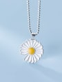 thumb 925 Sterling Silver Bead Chain Silicone Flower Necklace 2