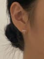 thumb 925 Sterling Silver Cubic Zirconia Bowknot Minimalist Huggie Earring 1
