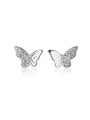 thumb 925 Sterling Silver Cubic Zirconia Butterfly Minimalist Stud Earring 4