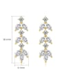 thumb Brass Cubic Zirconia Leaf Luxury Cluster Earring 3