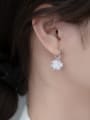 thumb 925 Sterling Silver Crystal Flower Minimalist Huggie Earring 1