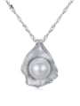 thumb 925 Sterling Silver Freshwater Pearl Water wave chain Freshwater Pearl Pendant Necklace 0