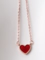 thumb Titanium Red Enamel Heart Minimalist Choker Necklace 2