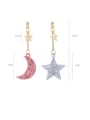 thumb Brass  Minimalist Hollow out Weave Texture Moon Star Hook Earring 1