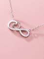 thumb 925 Sterling Silver Cubic Zirconia Number 8 Dainty Necklace 2