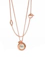 thumb Copper Imitation Pearl White Round Minimalist Multi Strand Necklace 3