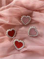 thumb Zinc Alloy Imitation Pearl White Heart Minimalist Stud Earrings 2