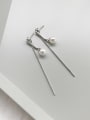 thumb 925 Sterling Silver Imitation Pearl Tassel Minimalist Threader Earring 1