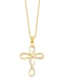 thumb Brass Cubic Zirconia Cross Trend Necklace 4