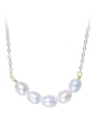 thumb Brass Freshwater Pearl Oval Minimalist Necklace 3