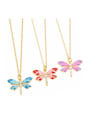 thumb Brass Enamel Dragonfly Trend Necklace 0