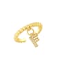 thumb Brass Cubic Zirconia Letter Trend Band Ring 3