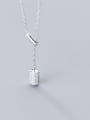 thumb 925 Sterling Silver Cubic Zirconia  Geometric Dainty Lariat Necklace 0