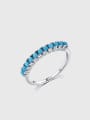 thumb 925 Sterling Silver Turquoise Geometric Vintage Band Ring 0