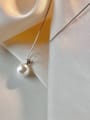 thumb 925 Sterling Silver Imitation Pearl  Minimalist Round Bead Pendant Necklace 0