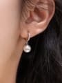 thumb 925 Sterling Silver Imitation Pearl Geometric Minimalist Huggie Earring 1