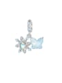 thumb 925 Sterling Silver Glass Stone Trend Snowflake+Bow-knot DIY Pendant 0