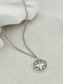 thumb Vintage Sterling Silver With  Simplistic Round Compass Pendant Necklaces 3