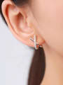 thumb 925 Sterling Silver Cubic Zirconia Cross Classic Stud Earring 1