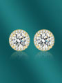 thumb Brass Cubic Zirconia Round Dainty Cluster Earring 0