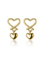 thumb 925 Sterling Silver With Gold Plated Minimalist Hollow Heart Stud Earrings 3