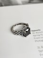 thumb 925 Sterling Silver Cubic Zirconia Black Square Vintage Free Size Band Ring 0
