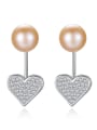 thumb 925 Sterling Silver Classic Freshwater Pearl Heart  Drop Earring 0