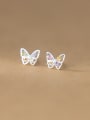 thumb 925 Sterling Silver Cubic Zirconia Butterfly Cute Stud Earring 0