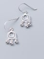 thumb 925 Sterling Silver  Minimalist   round smooth beads Hook Earring 0