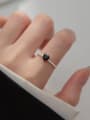 thumb 925 Sterling Silver Obsidian Heart Dainty Band Ring 1