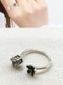 thumb 925 Sterling Silver  Square Cubic Zirconia Flower  Vintage Free Size Band Ring 3