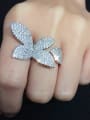 thumb Brass Cubic Zirconia Butterfly Statement Cocktail Ring 4