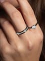 thumb Stainless steel Rhinestone Heart Hip Hop Band Ring 1