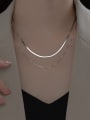 thumb 925 Sterling Silver  Minimalist  Snake Bone Chain Double Layer Necklace 1