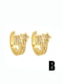 thumb Brass Cubic Zirconia Pentagram Hip Hop Stud Earring 4