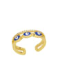 thumb Brass Enamel Cubic Zirconia Evil Eye Minimalist Band Ring 2