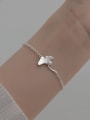 thumb 925 Sterling Silver Imitation Pearl Leaf Minimalist Link Bracelet 1