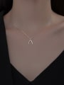 thumb 925 Sterling Silver Cubic Zirconia Geometric Minimalist V Shape Pendant Necklace 1