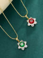 thumb Alloy Cubic Zirconia Red Flower Dainty Necklace 1
