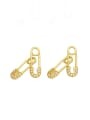 thumb Brass Cubic Zirconia Geometric Pin Cute Huggie Earring 2