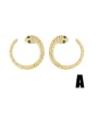 thumb Brass Cubic Zirconia Snake Ethnic Stud Earring 0