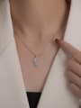 thumb 925 Sterling Silver Cubic Zirconia Feather Minimalist Necklace 2