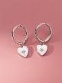 thumb 925 Sterling Silver Rhinestone Heart Minimalist Huggie Earring 2