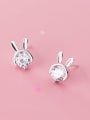 thumb 925 sterling silver single diamond cute little rabbit Earrings 0