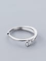 thumb 925 Sterling Silver Cubic Zirconia  Leaf Minimalist Free Size Ring 1