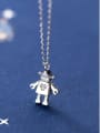 thumb 925 Sterling Silver Irregular Cute Robot Pendant Necklace 3
