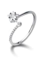 thumb 925 Sterling Silver Cubic Zirconia  Flower Minimalist Free Size Ring 0