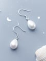 thumb 925 Sterling Silver Imitation Pearl Water Drop Minimalist Hook Earring 0