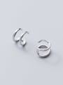 thumb 925 Sterling Silver irregular minimalist double smooth C-shaped hollow clip earring 2